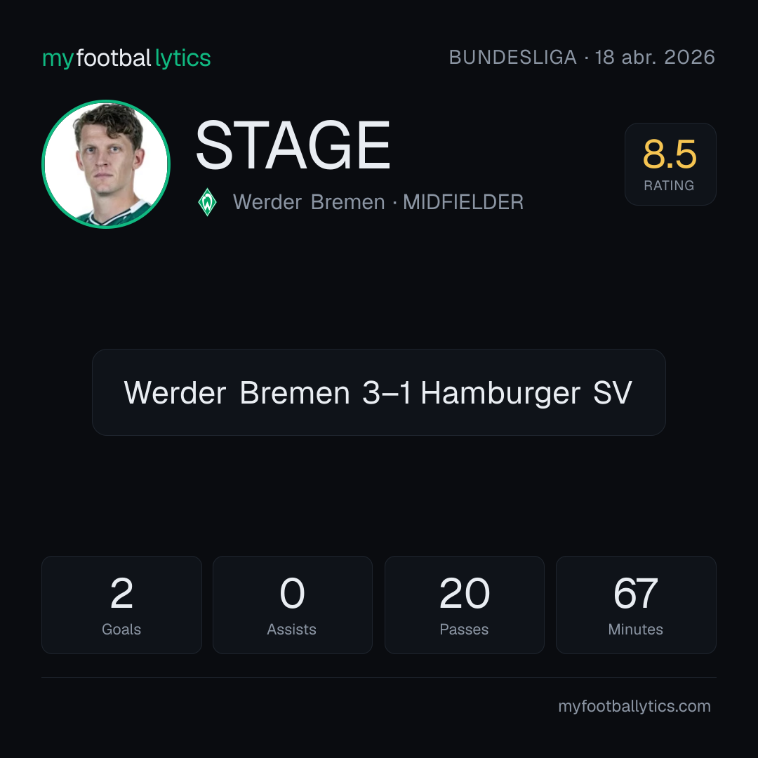 J. Stage · Werder Bremen vs Hamburger SV